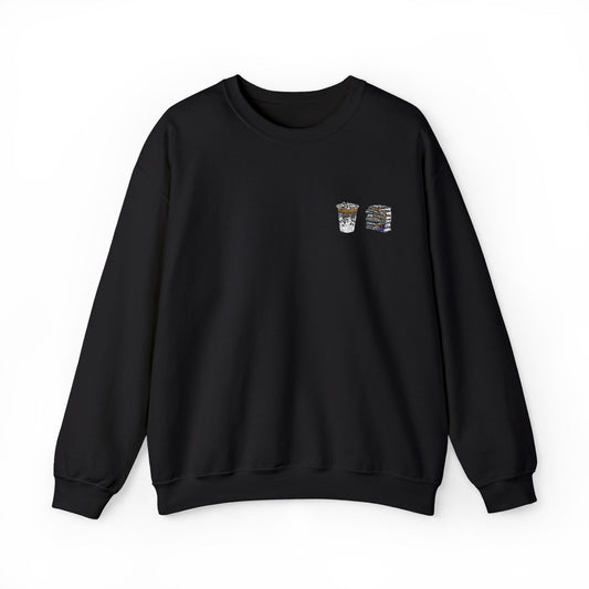 Coffee & Books Embroidered Sweatshirt - Black