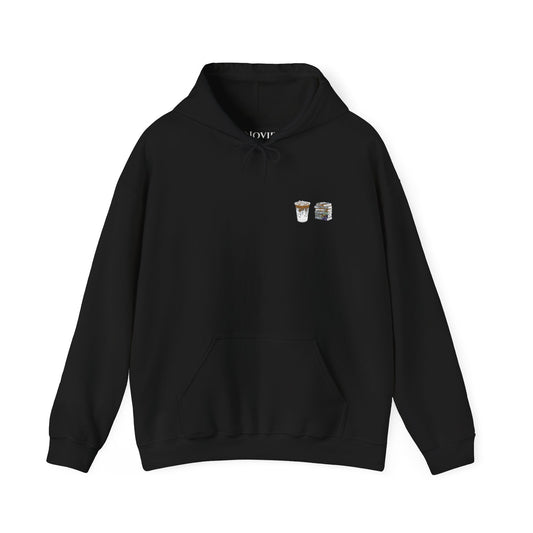 Coffee & Books Embroidered Hoodie - Black